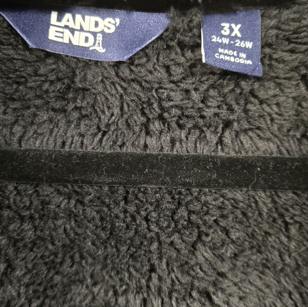 3X Lands' End Black Fleece Jacket - Picture 2 of 4